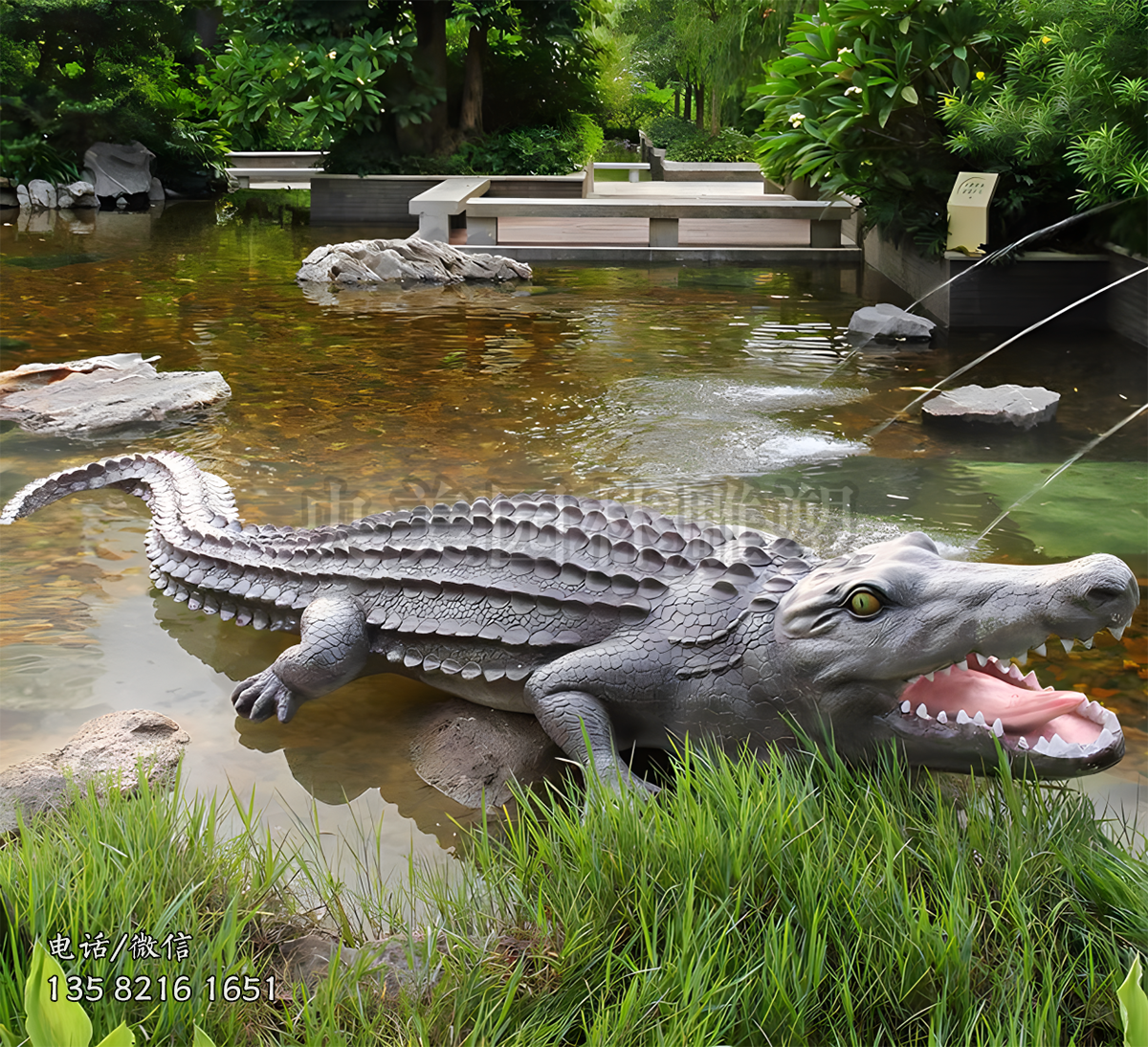 灰褐色玻璃鋼仿真鱷魚