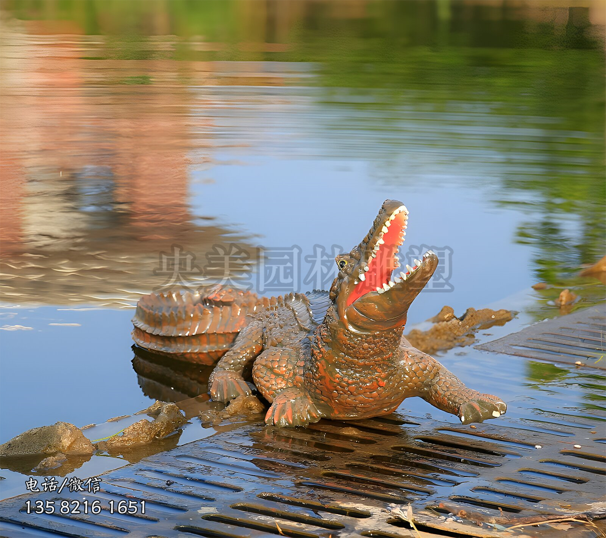 玻璃鋼仿真鱷魚雕塑