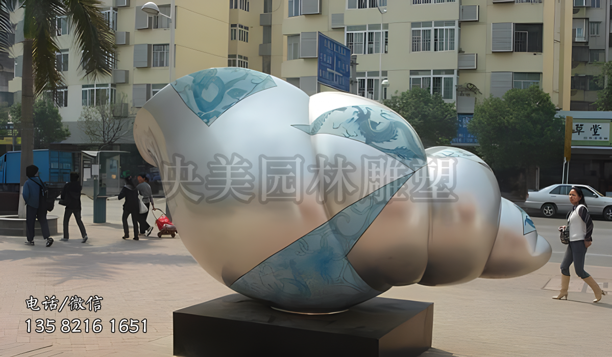 仿景泰藍不銹鋼海螺雕塑