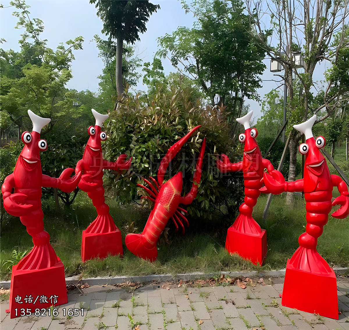 玻璃鋼迎賓蝦雕塑