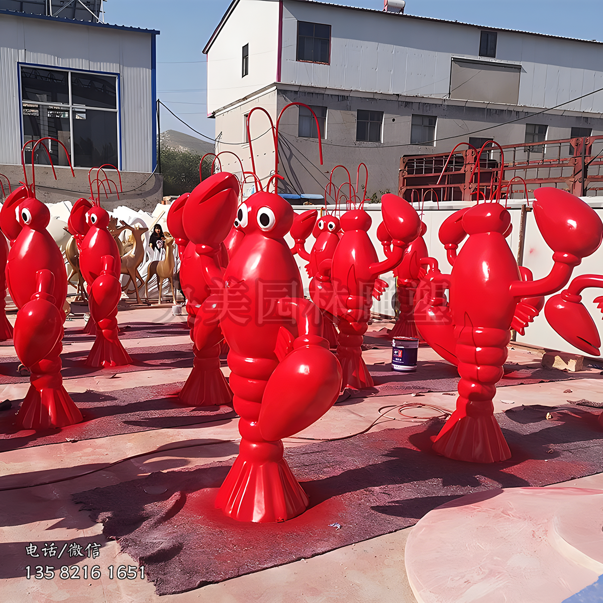 玻璃鋼卡通龍蝦公仔雕塑