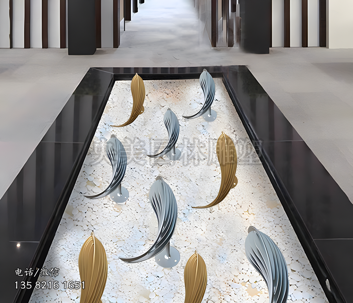 304不銹鋼抽象游魚(yú)魚(yú)群擺件