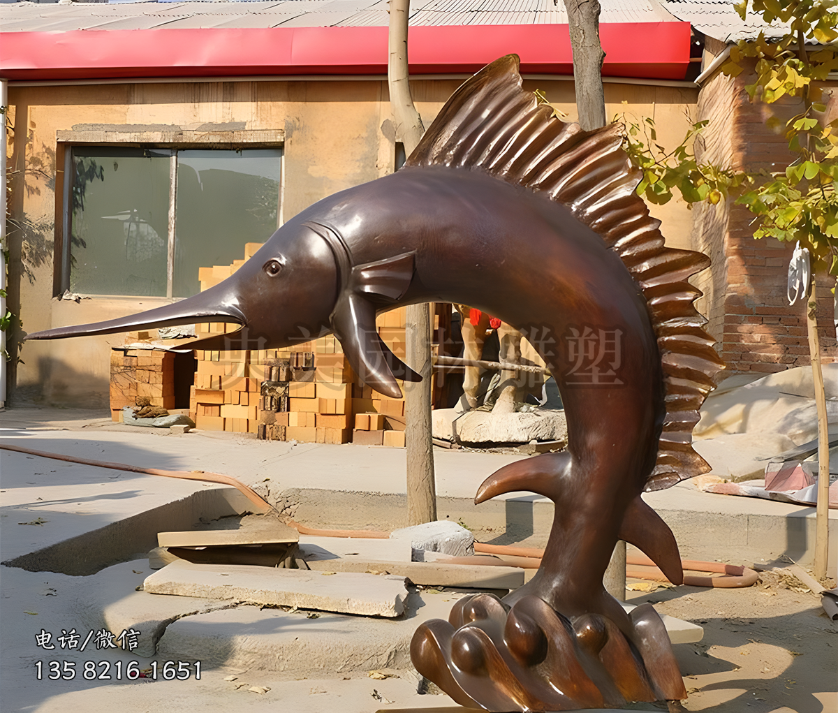 鑄銅劍魚(yú)雕塑擺件
