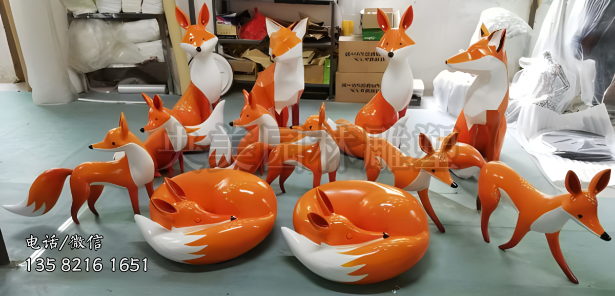 玻璃鋼狐貍雕塑擺件
