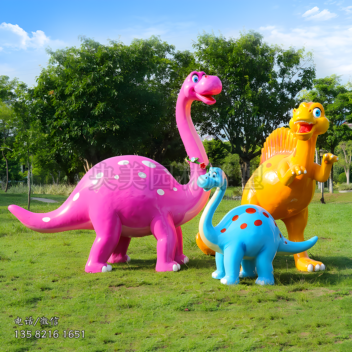玻璃鋼卡通恐龍雕塑擺件