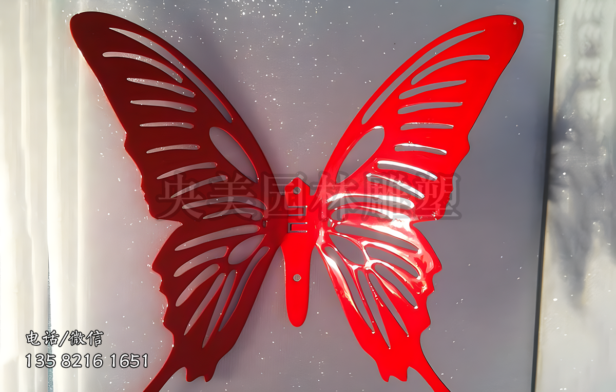 紅色不銹鋼噴漆蝴蝶雕塑