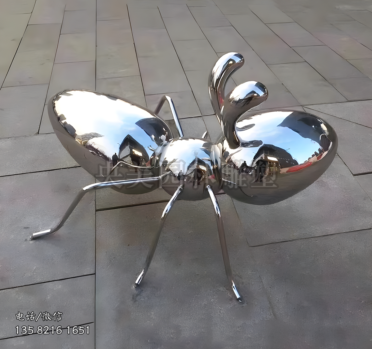鏡面不銹鋼螞蟻雕塑