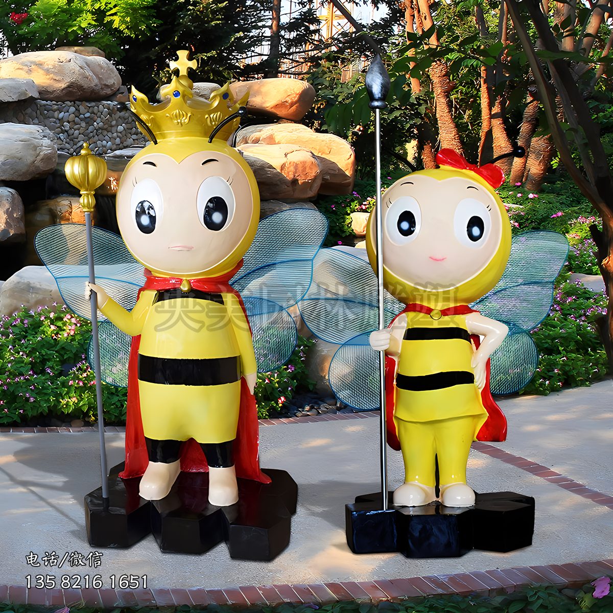 卡通衛(wèi)士玻璃鋼蜜蜂雕塑