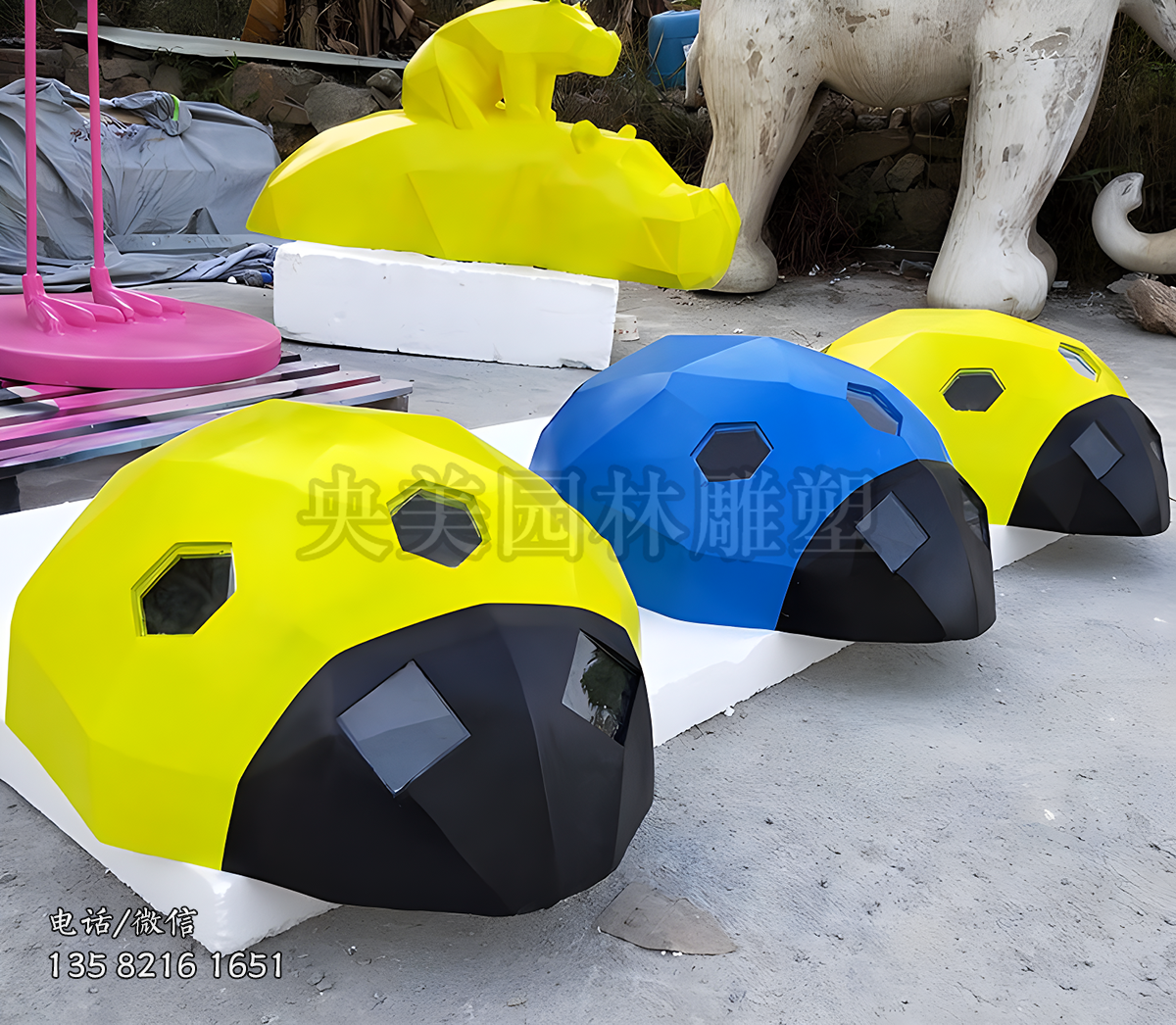 幾何塊面不銹鋼抽象七星瓢蟲雕塑