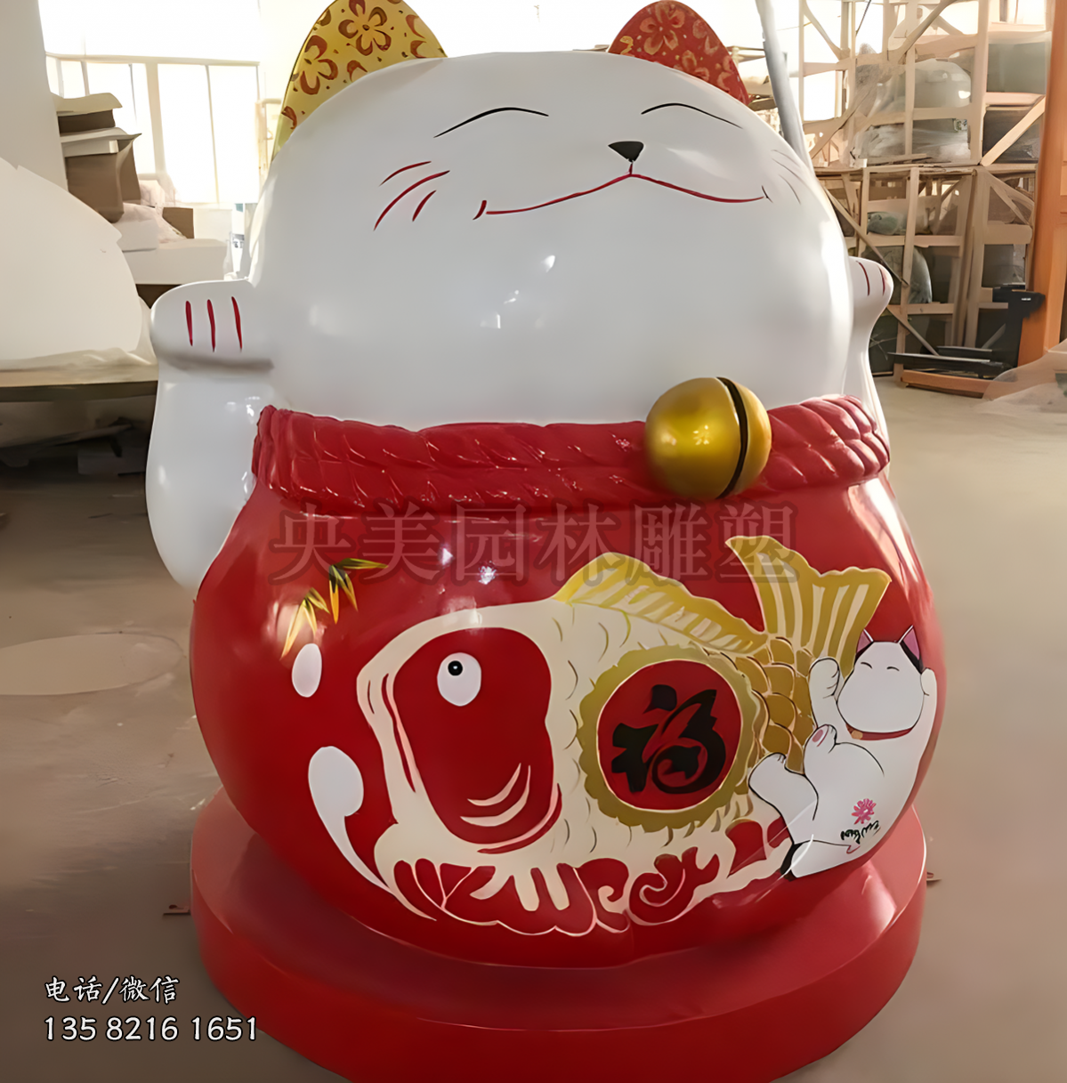 胖嘟嘟圓滾滾的招財貓雕塑