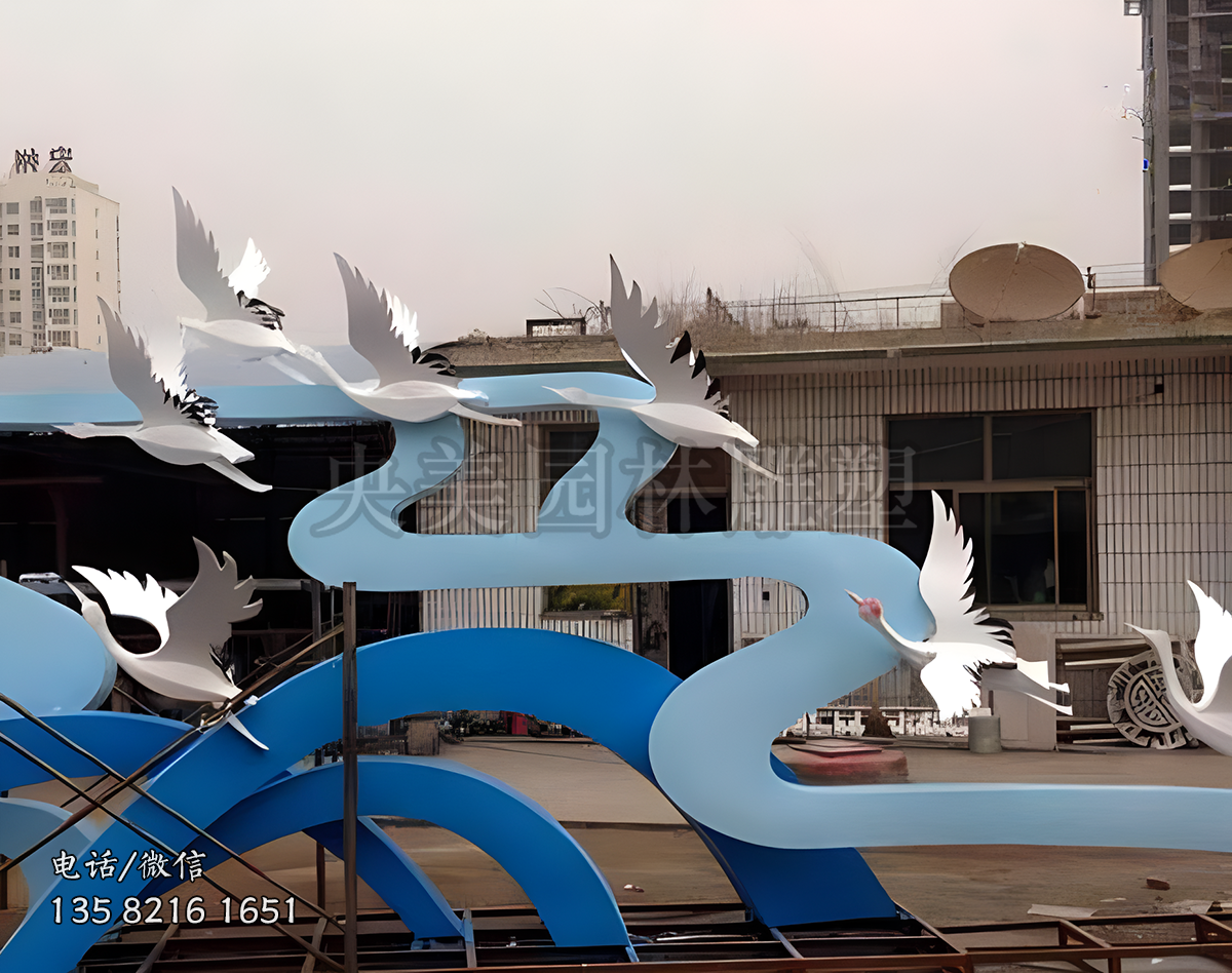 大雁群不銹鋼景觀雕塑