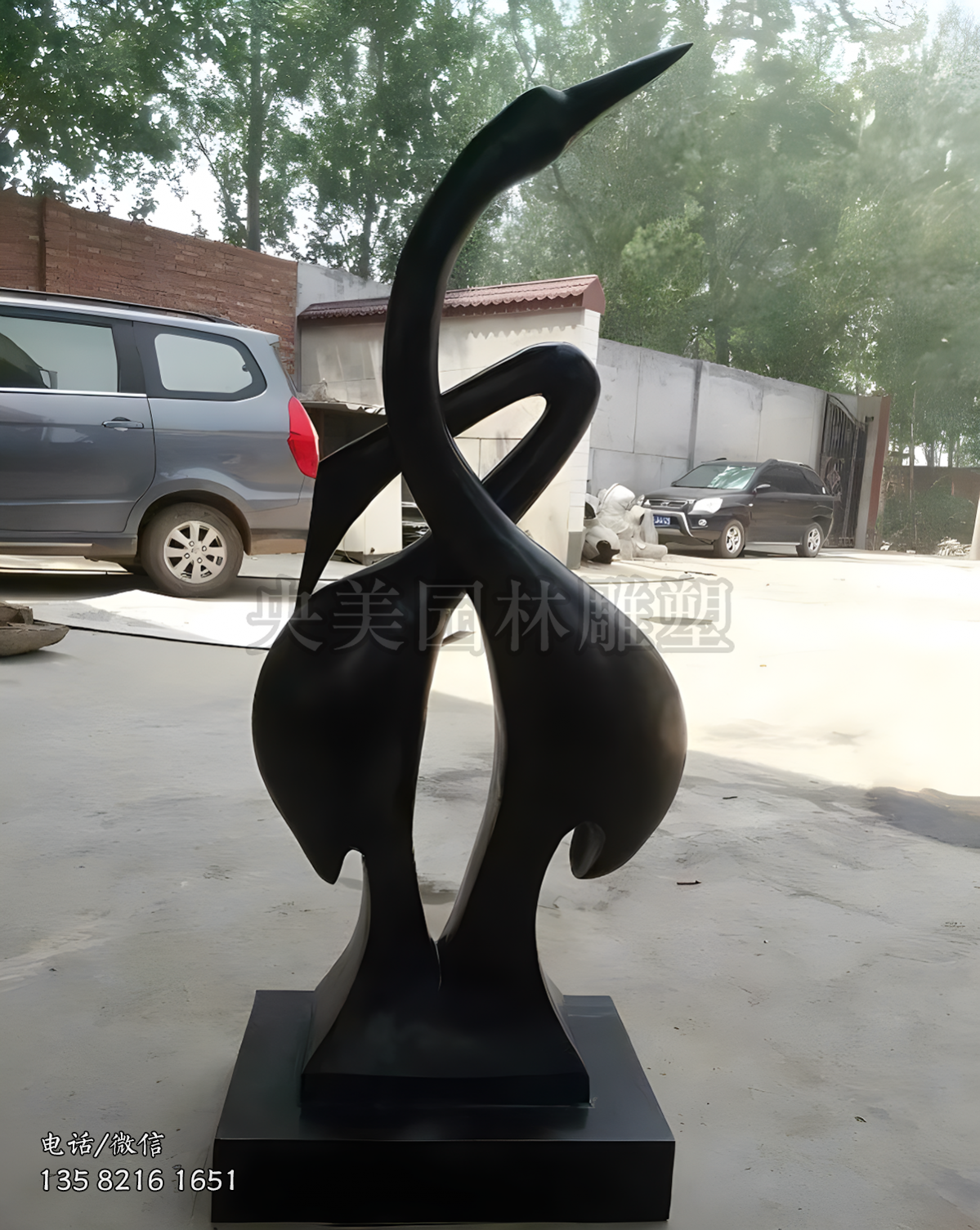 心心相印愛(ài)情主題天鵝雕塑藝術(shù)擺件