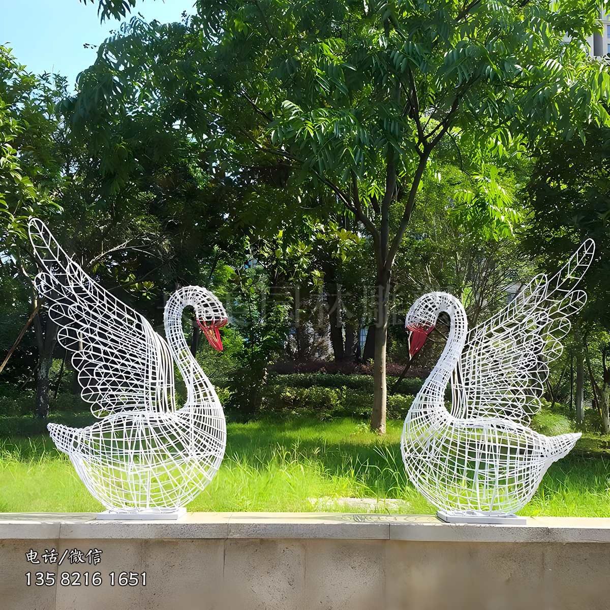 不銹鋼網格天鵝雕塑