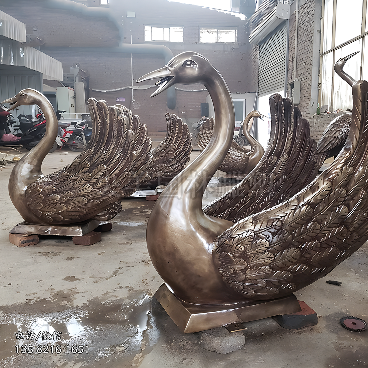 黃銅鑄造噴水天鵝雕塑