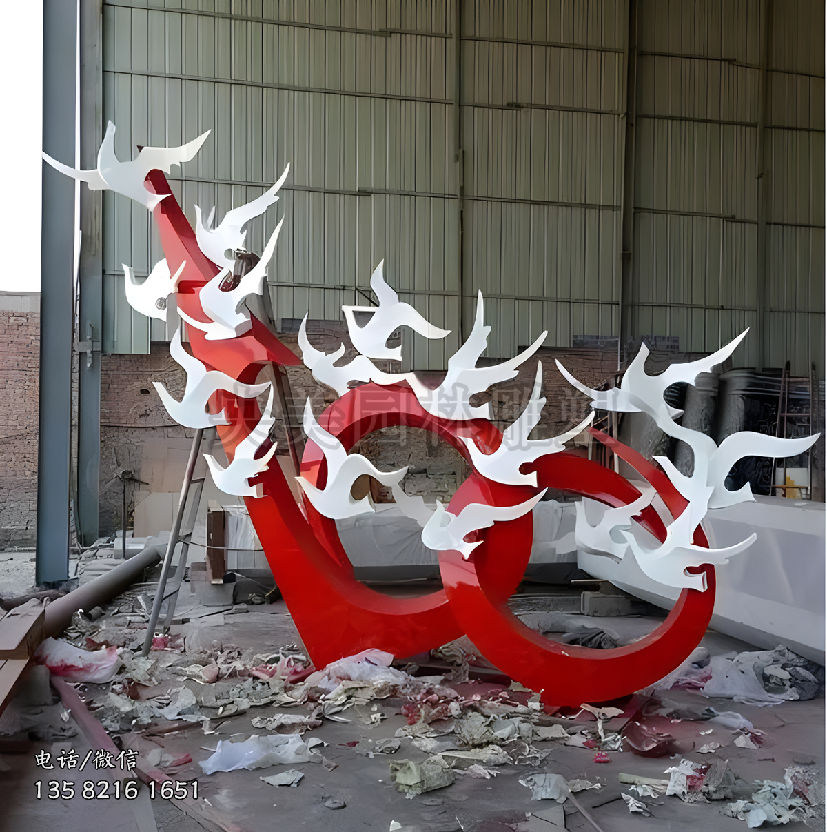 不銹鋼鴿子群雕塑