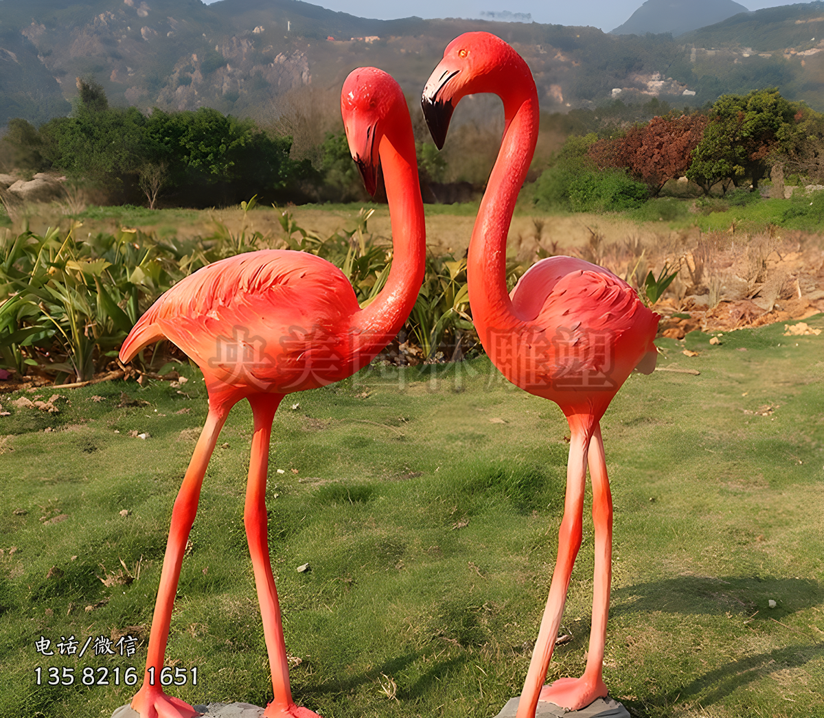 火紅色仿真火烈鳥(niǎo)雕塑