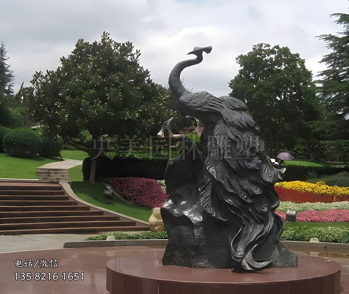 純銅鑄造銅雕孔雀