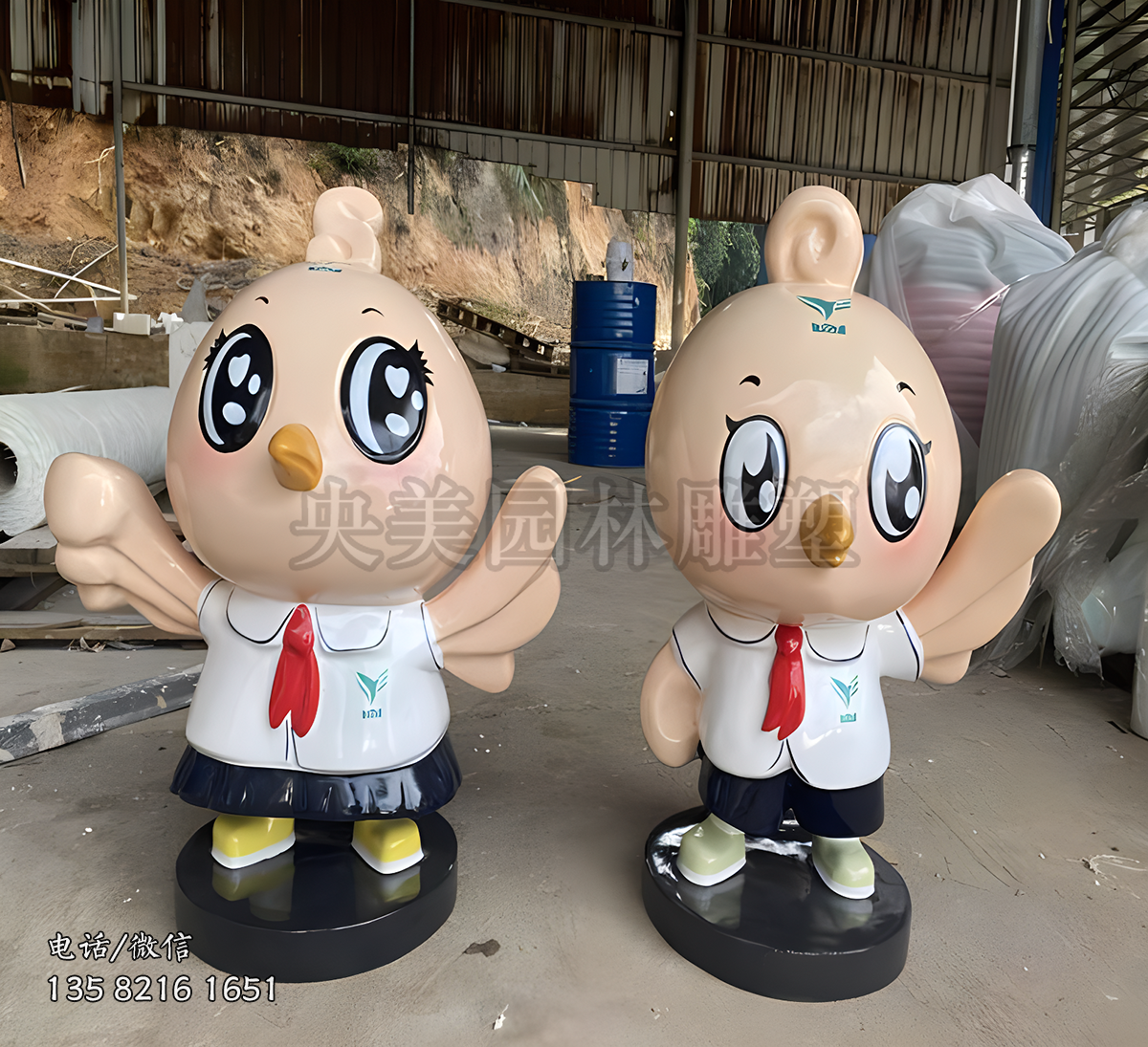 玻璃鋼卡通小鳥(niǎo)公仔雕塑擺件