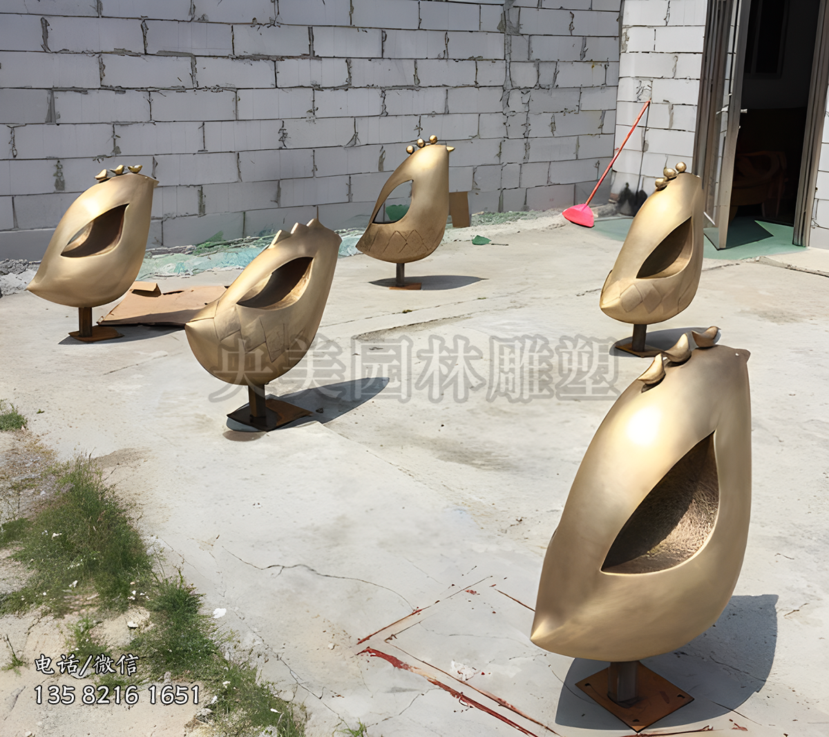 不銹鋼抽象小鳥(niǎo)雕塑擺件