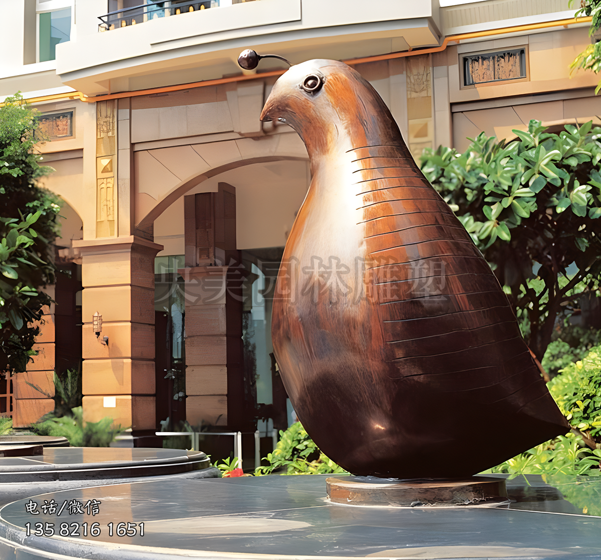 鑄銅抽象小鳥雕塑