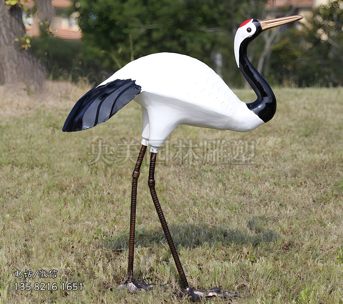玻璃鋼彩繪仿真仙鶴雕塑