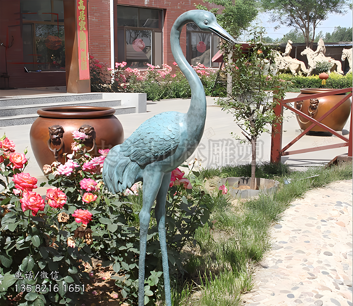 青銅仙鶴雕塑