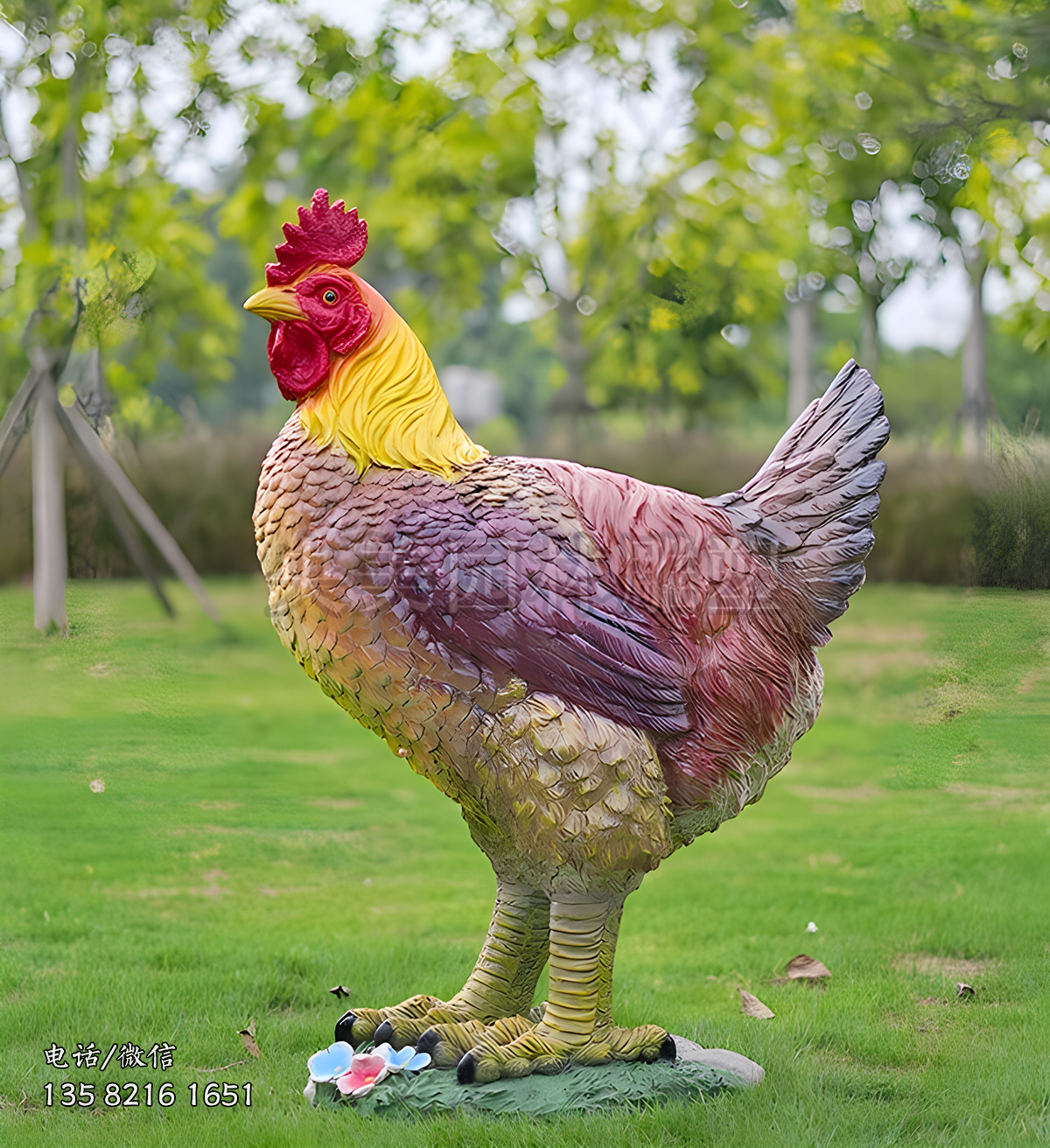 仿真母雞玻璃鋼彩繪動物雕塑