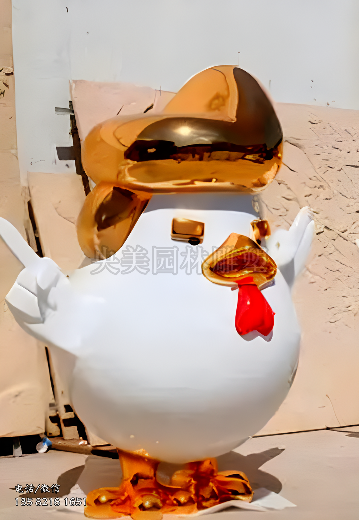 指手畫腳的卡通小雞玻璃鋼噴鍍雕塑