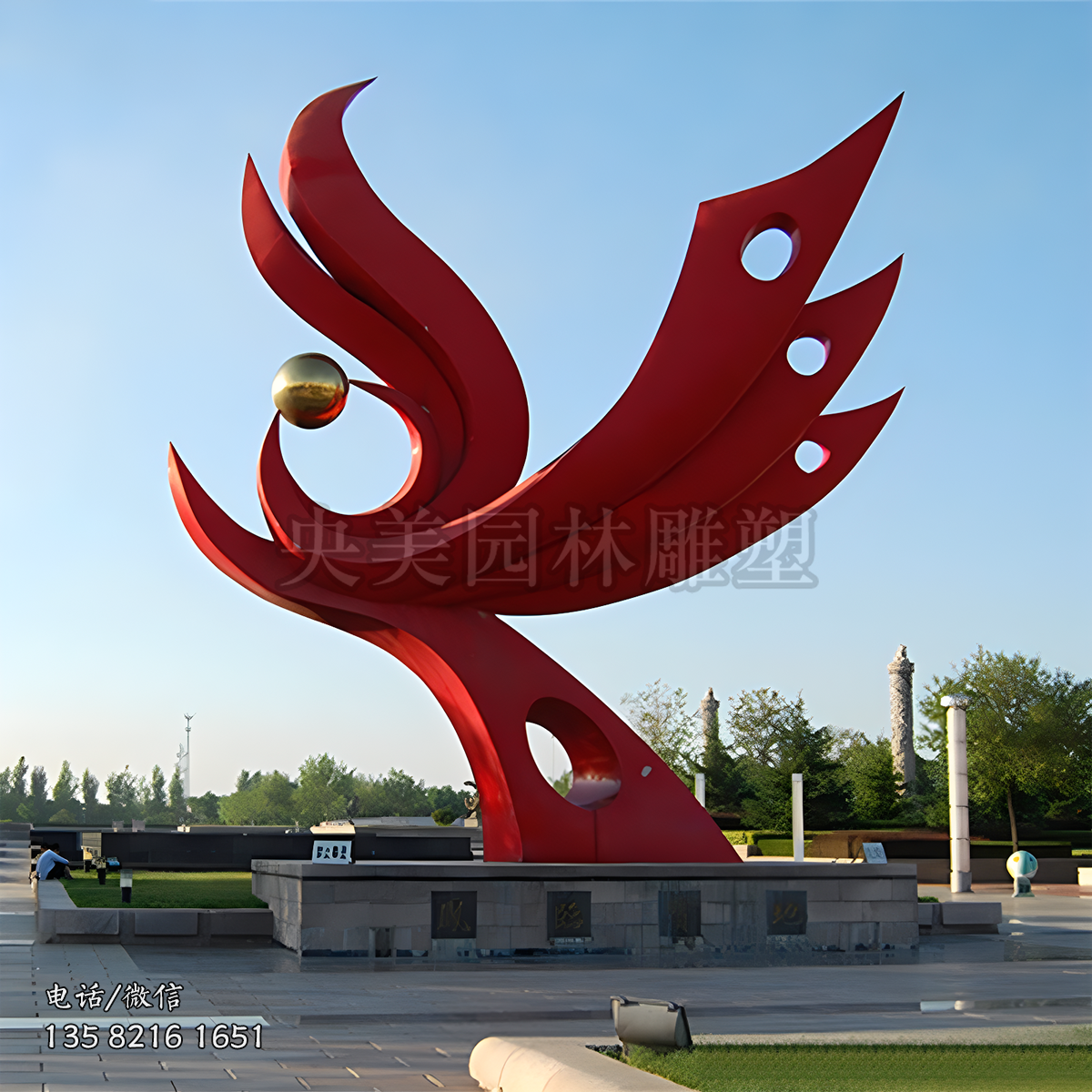 抽象不銹鋼鳳凰雕塑
