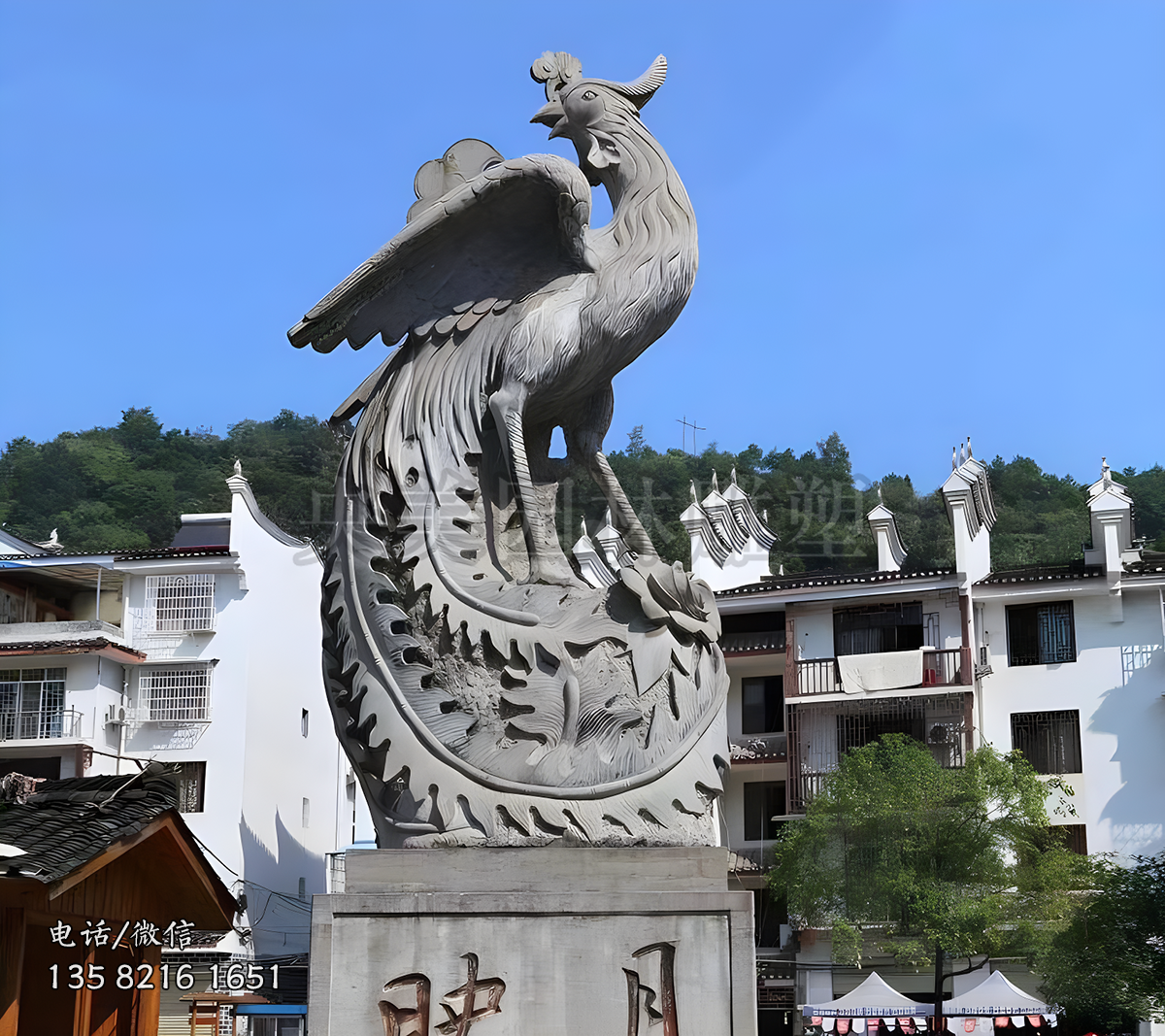 青石鳳凰石雕景觀雕塑