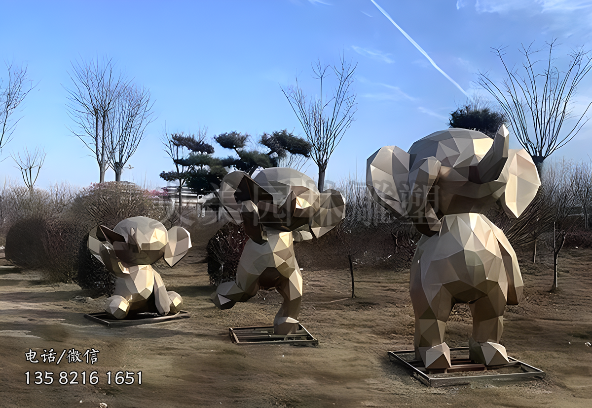 切面不銹鋼卡通大象雕塑