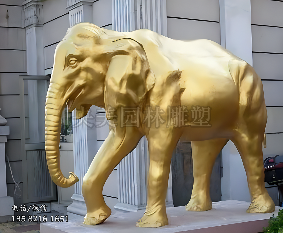 鑄銅噴金漆大象雕塑