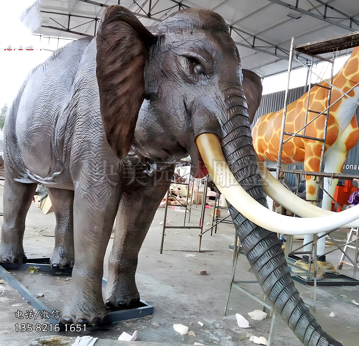 公園景區(qū)仿真動(dòng)物景觀大象雕塑、