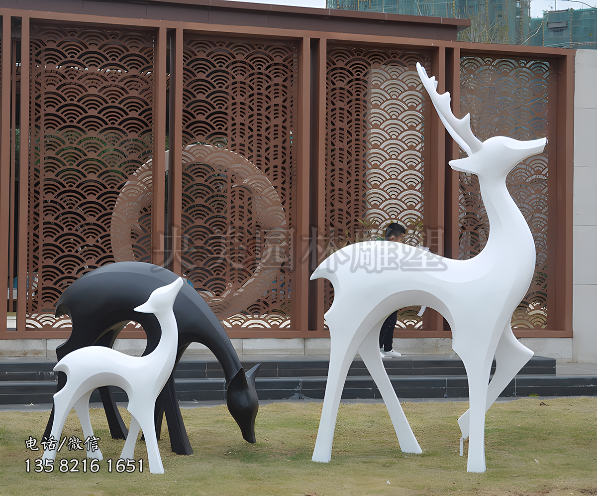 玻璃鋼噴漆抽象梅花鹿雕塑擺件