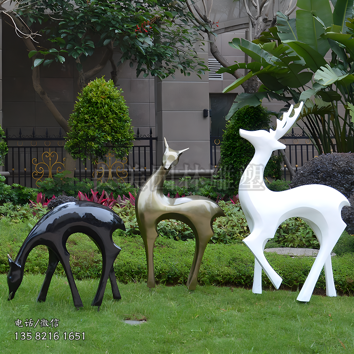 抽象玻璃鋼幾何鹿雕塑
