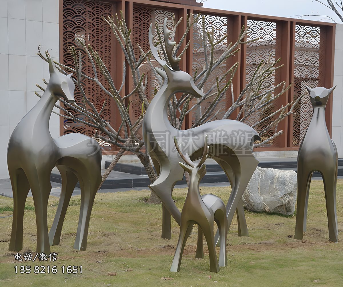仿銅抽象藝術(shù)小鹿雕塑