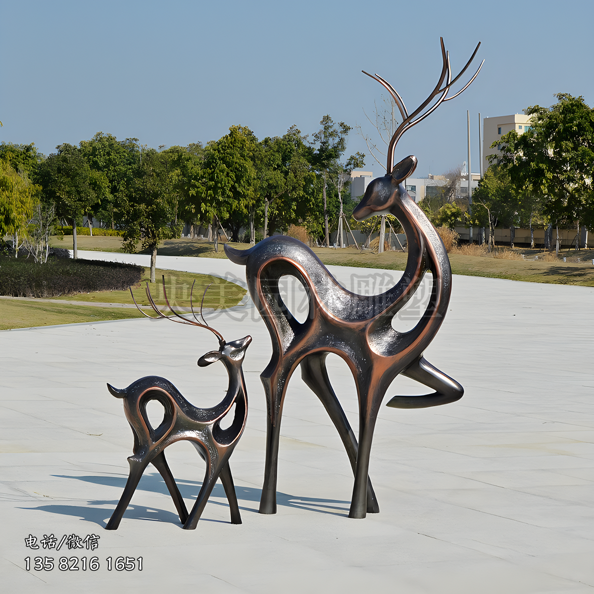 抽象藝術銅雕小鹿雕塑擺件