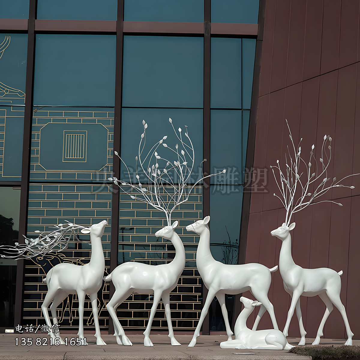 玻璃鋼創(chuàng)意樹(shù)枝梅花鹿雕塑