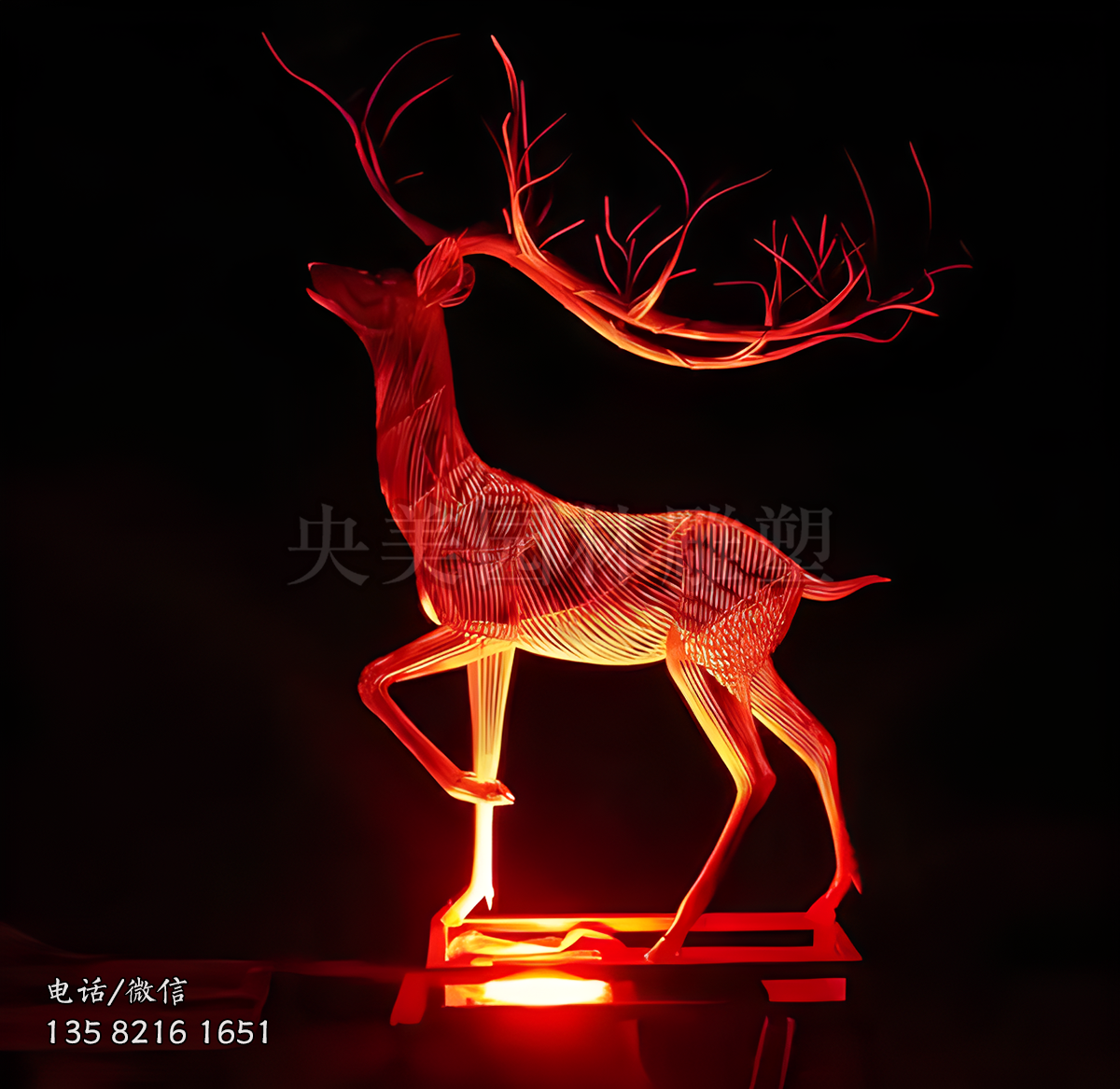 鐵藝網(wǎng)格透光梅花鹿雕塑擺件