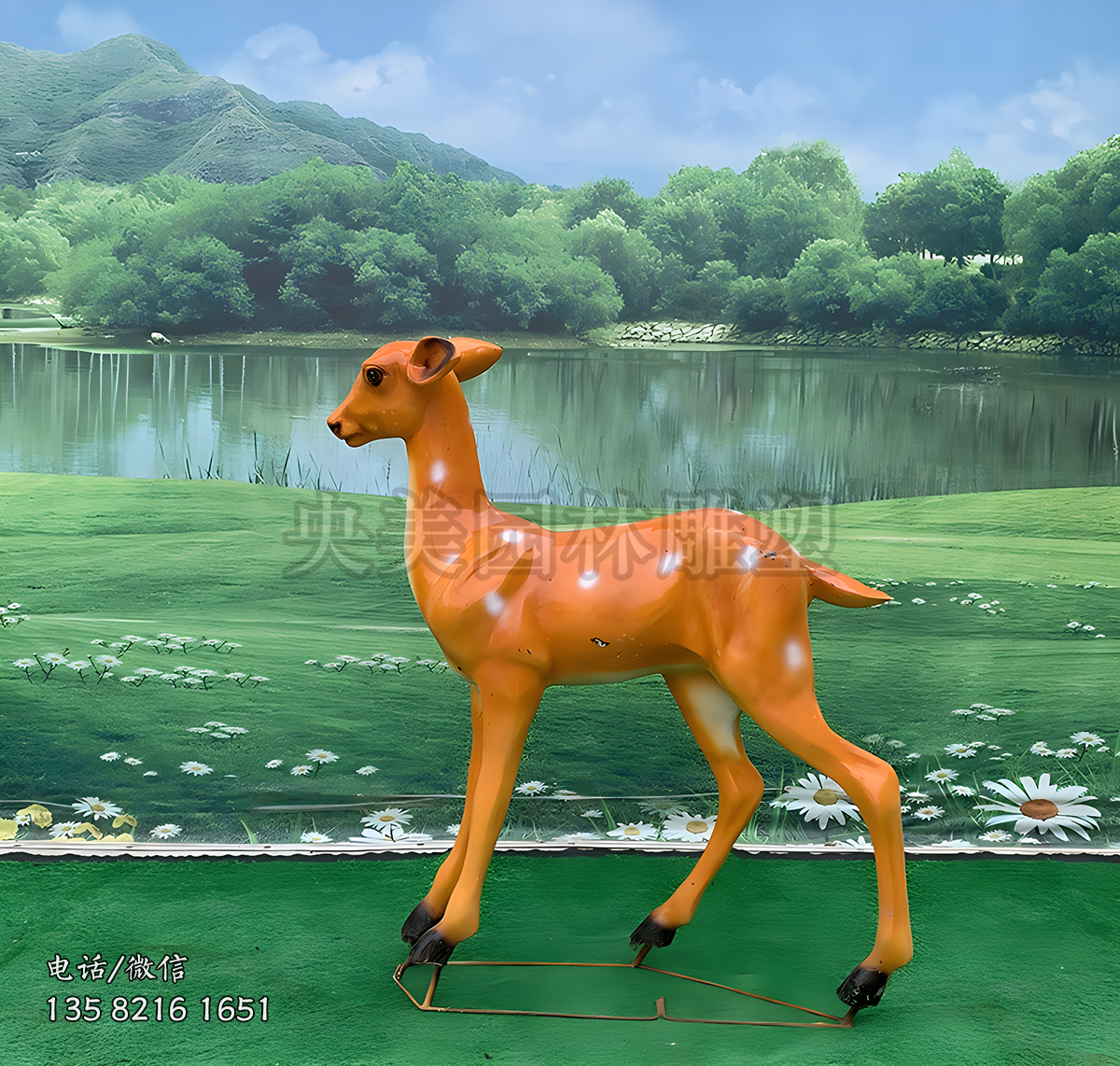 站立的母鹿玻璃鋼仿真動(dòng)物雕塑