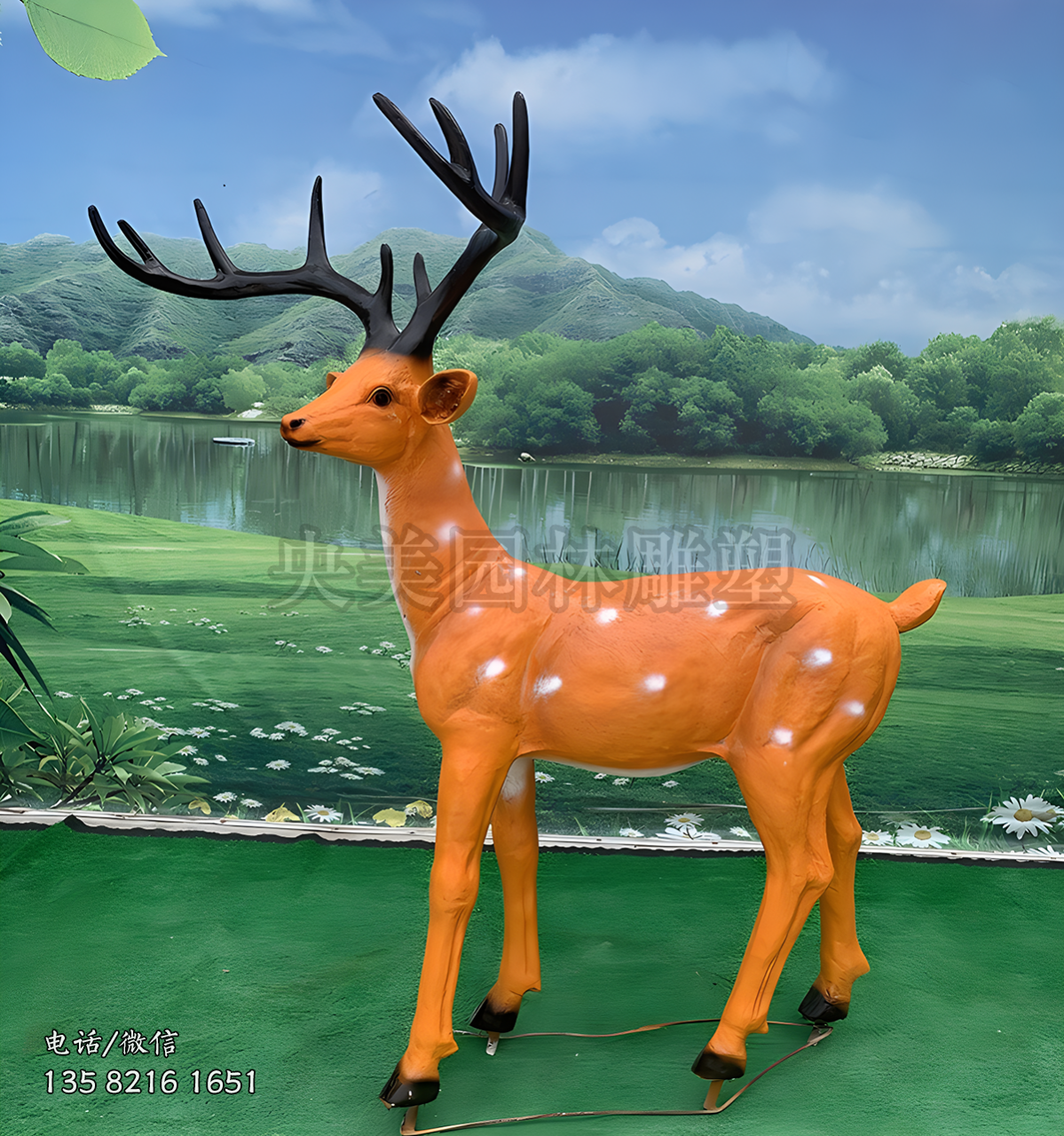 仿真梅花鹿公鹿雕塑