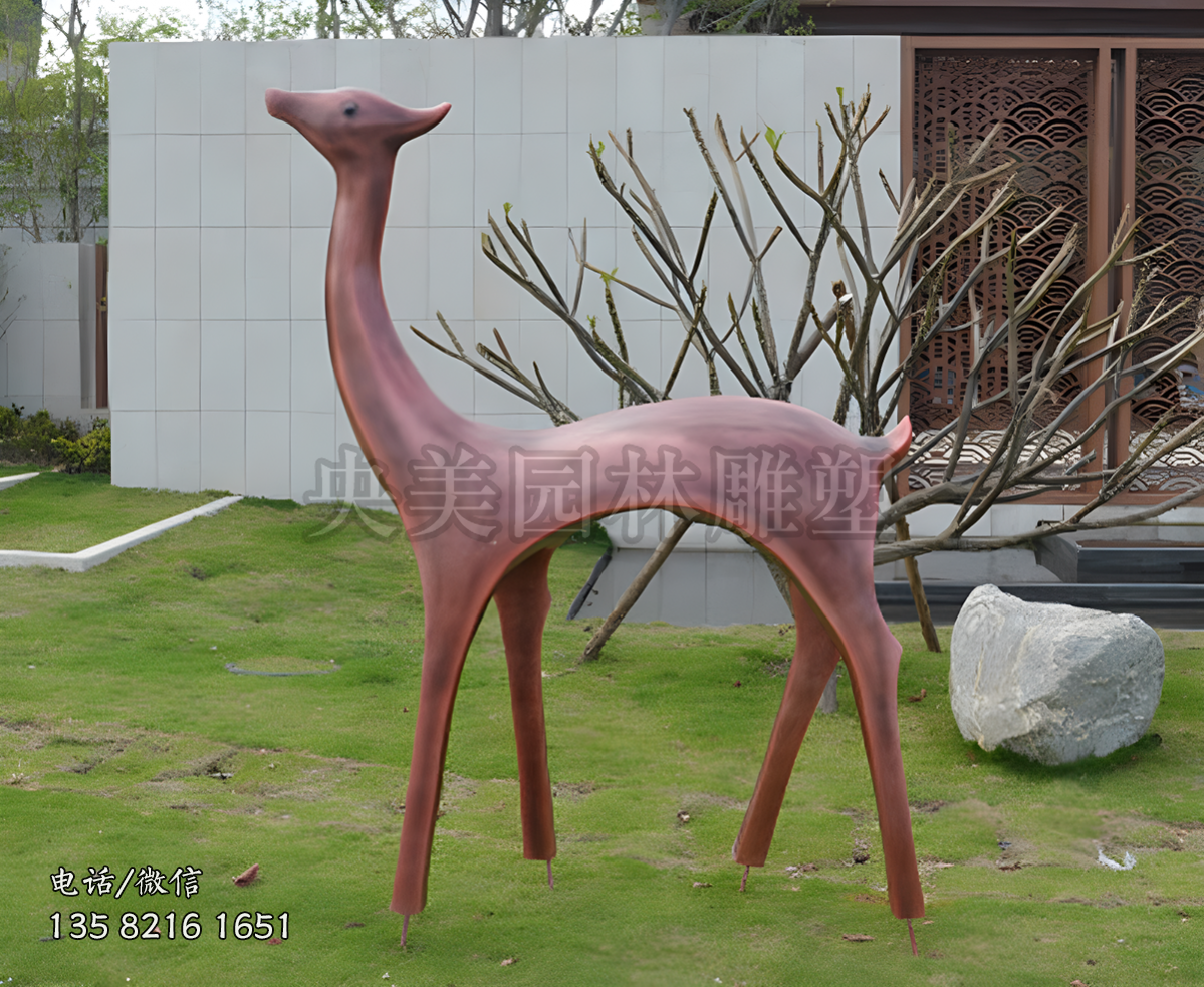 抽象鍛銅梅花鹿藝術雕塑擺件