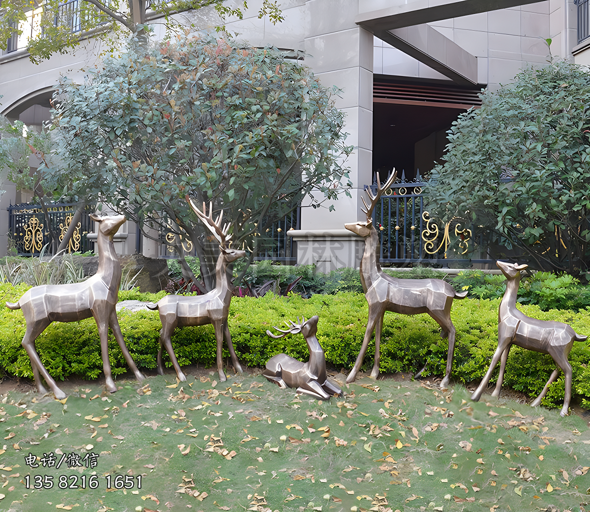 塊面銅雕鹿雕塑