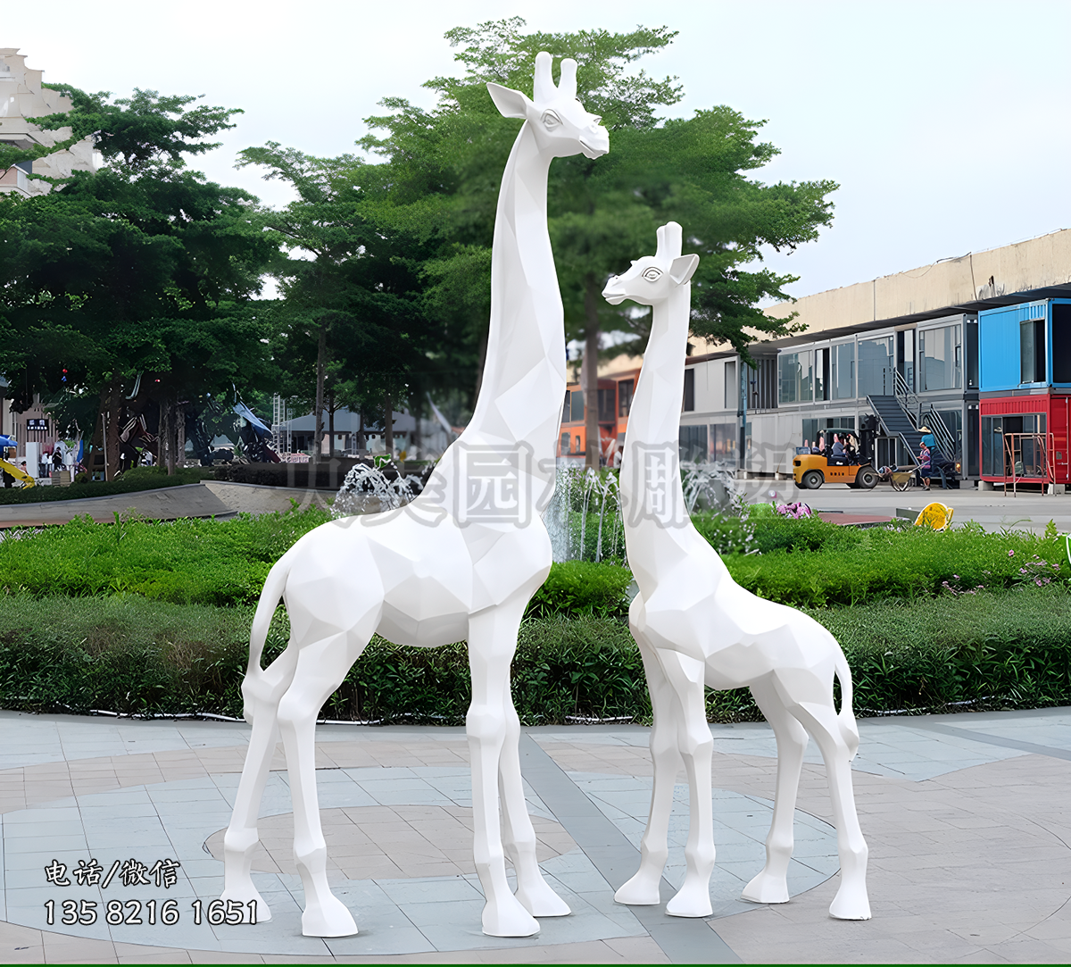 白色玻璃鋼切面長(zhǎng)頸鹿雕塑