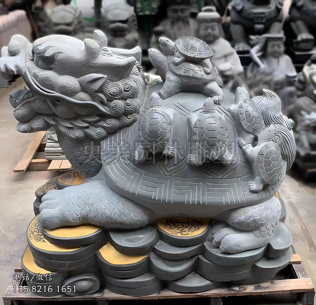 花崗巖招財龍龜風水擺件