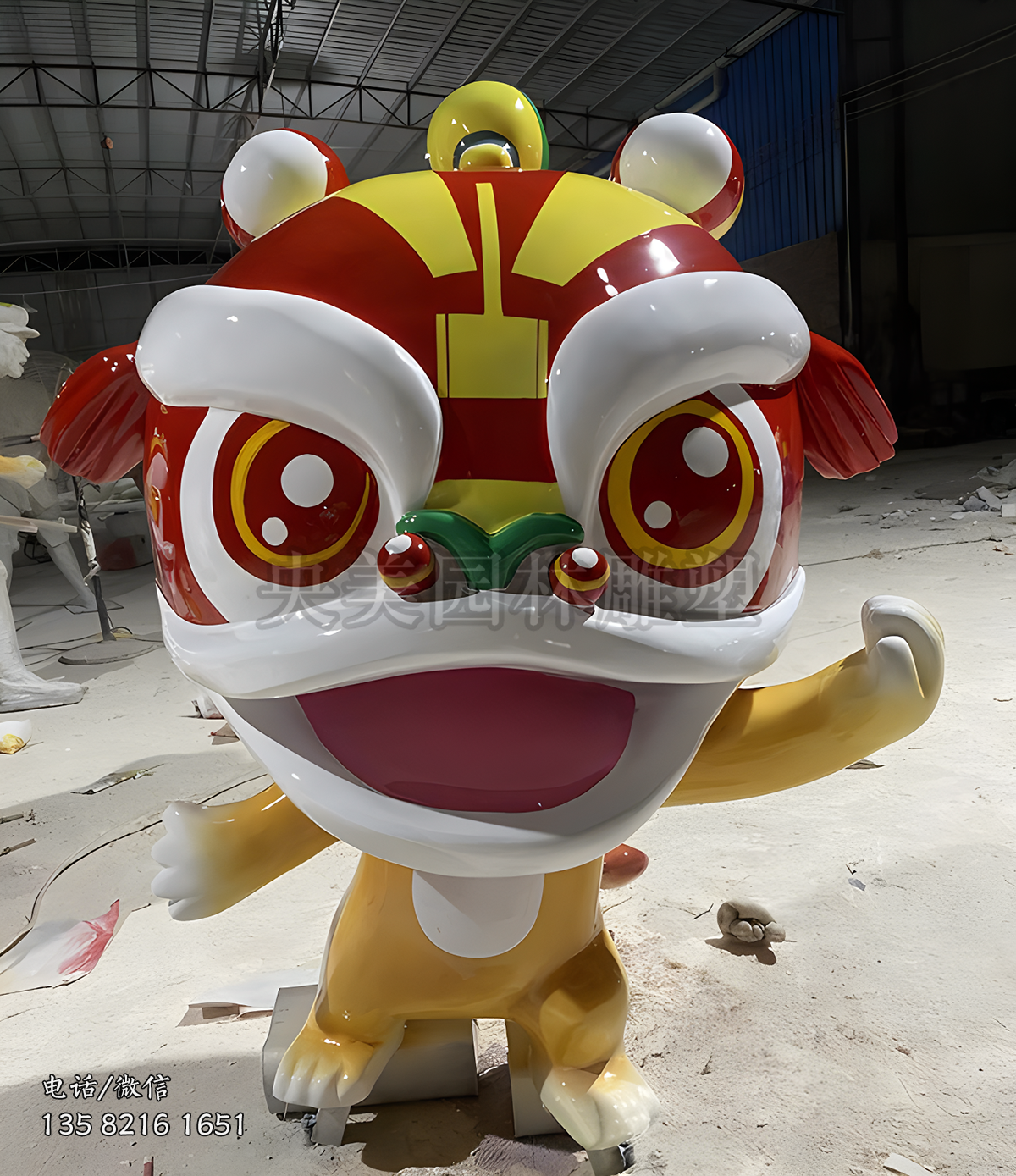 玻璃鋼傳統(tǒng)舞獅子造型卡通獅子雕塑