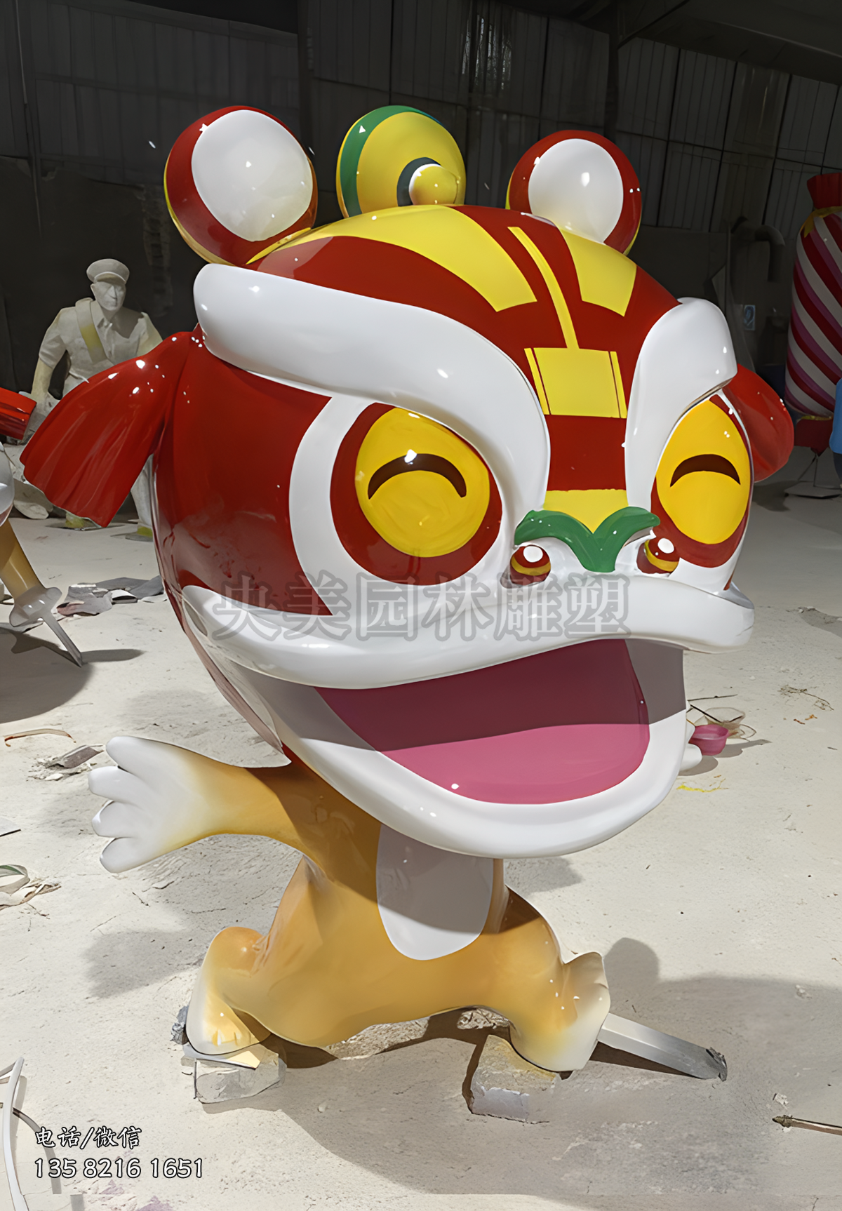 傳統(tǒng)舞獅子造型玻璃鋼卡通獅子雕塑