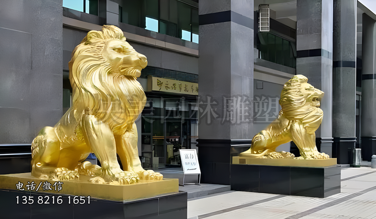 盆景看門銅雕獅子