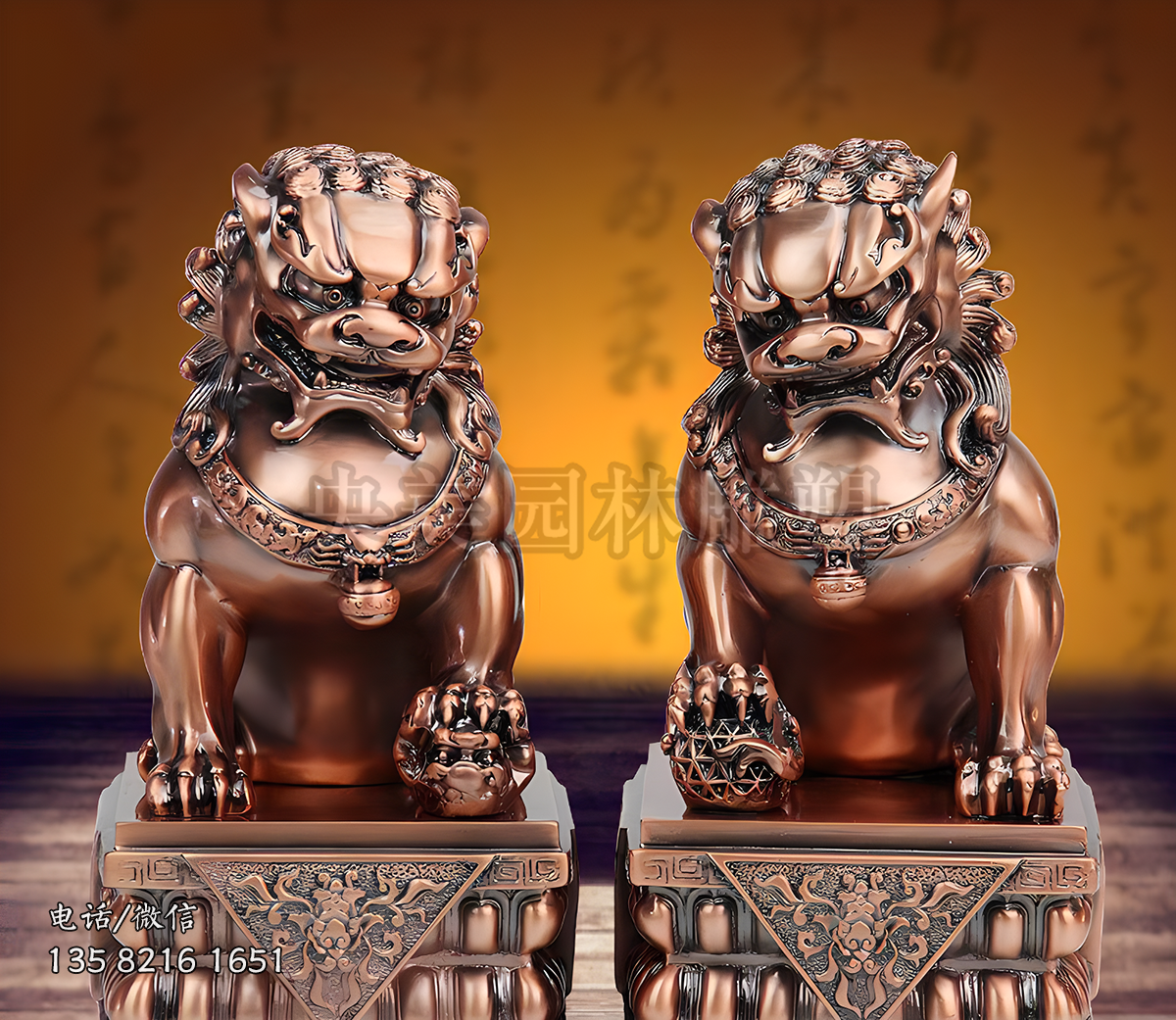 紫銅色天安門(mén)獅子銅雕