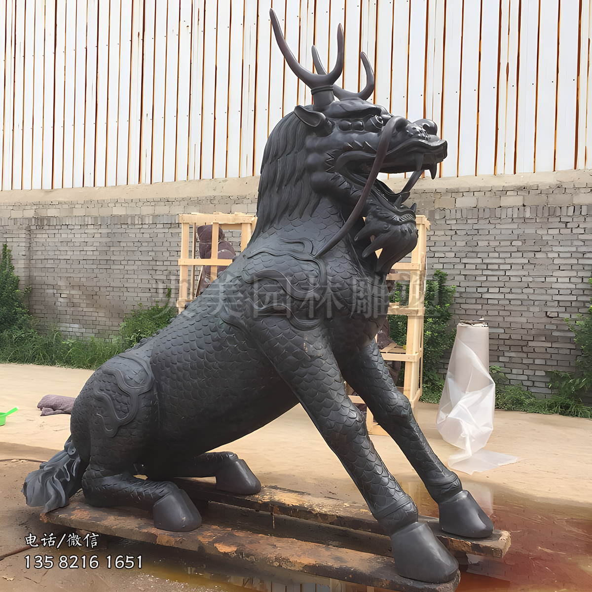 純銅鑄造麒麟圣獸雕塑